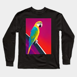 CUTE AND PRETTY PARROT PURPLE BACKGROUND Long Sleeve T-Shirt